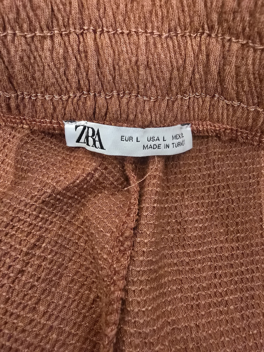 Zara Rust Textured Short Sleeve Top & Drawstring Shorts Set - Picture 2 of 4
